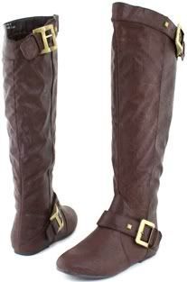 knee high brown leather boots flat